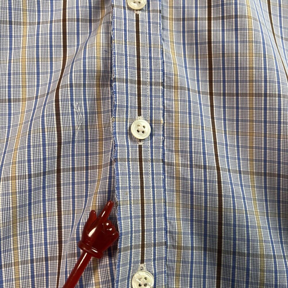 Turnbull & Asser‎ Bespoke Mens Dress Shirt XL?*READ Blue Plaid Button Down - Picture 11 of 16